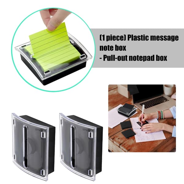 Udtrækkelig dispenser til sticky notes, klar plast, note-papir-organisator til kontoret 2PCS
