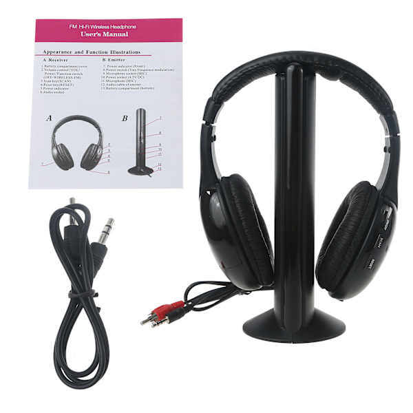5 I 1 Trådløse Stereo Hovedtelefoner Headset Transmitter FM Radio Til TV DVD MP3 PC Spillekonsol, DVD Afspiller Hovedtelefoner