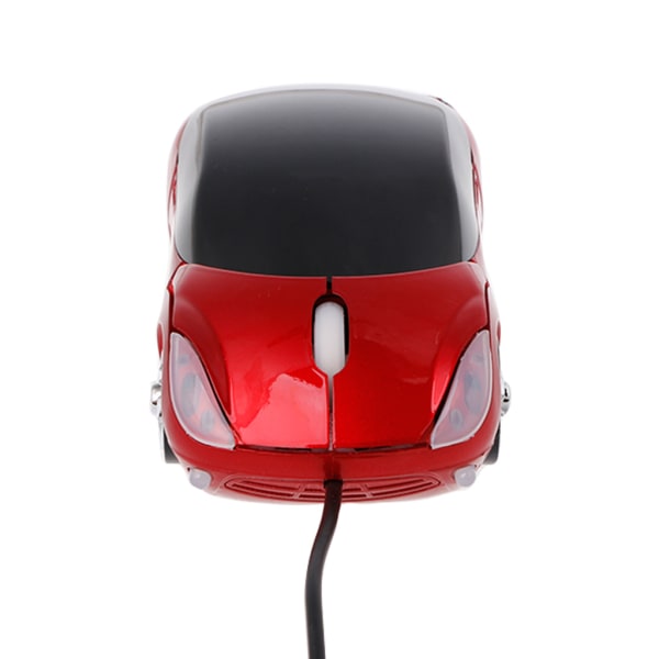 1000DPI Mini Car Shape USB 3D Optisk Kabelansluten Innovativ 2 Strålkastare Mus för PC Bärbar dator Red