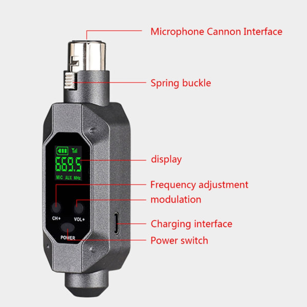 1-par plug-on mikrofon trådlöst system Sändare och mottagare Adapter Laddningsbar omvandlare Tydlig mottagning
