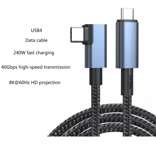 För Thunderbolt4-kabel USB 4-kabel för telefon 15 Laddare 40 Gbps Dataöverföring 8K Display Stöd 240W Laddning USB C Straight head