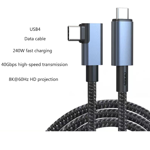 För Thunderbolt4-kabel USB 4-kabel för telefon 15 Laddare 40 Gbps Dataöverföring 8K Display Stöd 240W Laddning USB C Straight head