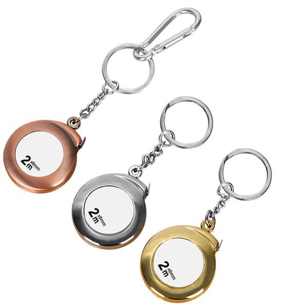 Mini måttband med nyckelring 2M infällbart måttband bärbart litet Silver