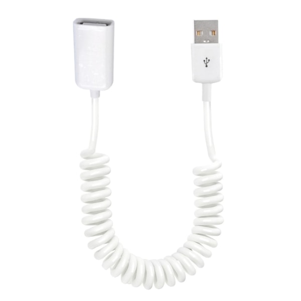 USB 2.0 hane till hona spirallindad adapterkabel 1M/3,2ft fjäder teleskopisk förlängningssladd för laddning White