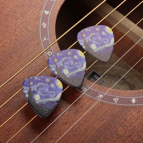 3-pack Gitarrplektrum 0,46 mm 0,71 mm 0,96 mm Professionella Celluloidplektrum