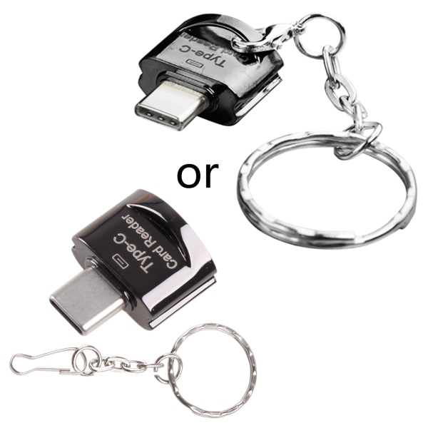 Typ C-kortläsare USB 2.0 bärbar minneskortläsare och Micro-SD till USB C OTG-adapter Universal OTG/SD-miniadapter Black