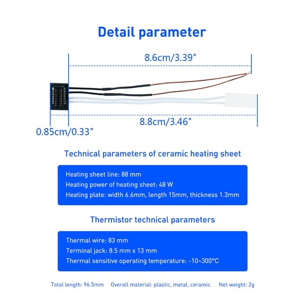 P1P P1S Termistor Hotend med Terminal 3D-skrivartillbehör