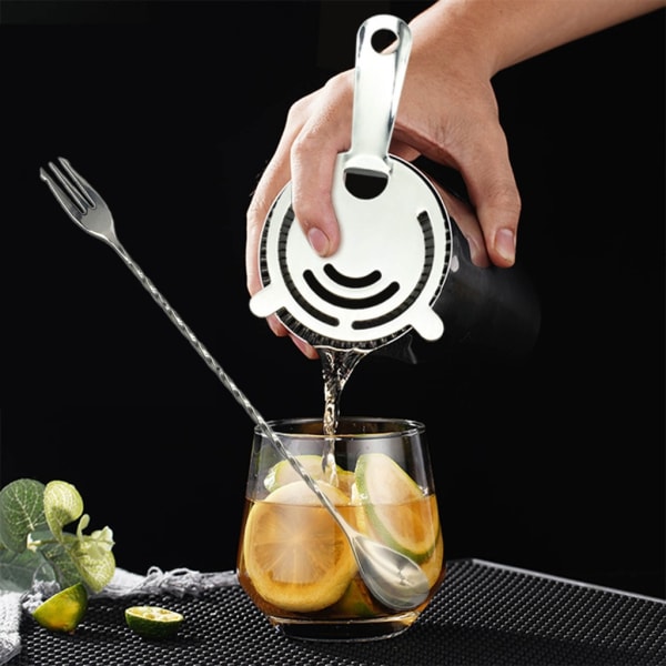 Barsked med gaffelände Långt spiralhandtag Cocktailshakersked Double Head Cocktailblandningsrörare Bartenders Tool