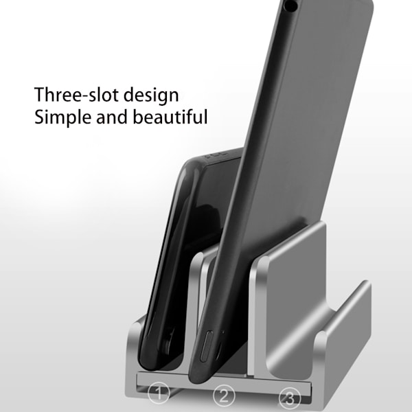 Vertikal bärbar stativ Justerbar dockningshållare för Dell Pad Notebook Tablet Kylhållare Skrivbord Organizer Hylla Silver Dual card slots
