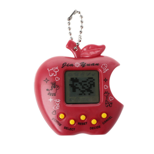 Elektronisk husdjursspelmaskin Transparent för Apple Shape Virtual Pet Pusselspel för Tamagotchi Nyckelring Födelsedagspresent fo