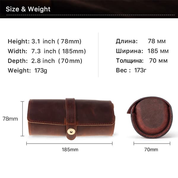 3 Gitre Cylinder Rulleholder Armbåndsur Smykker Gave Opbevaring Display Vitrine