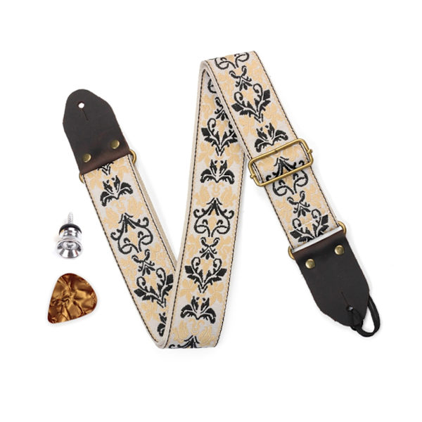 Akustisk Gitarrrem Ersättning Vintage Broderat Mönster Nylon Axelrem för Elektrisk Akustisk Gitarr