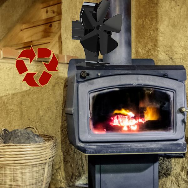 5-bladig eldstadsfläkt Aluminiumlegering spis eldstad fläktbyte Bränslebesparande eldstadstillbehör Låg förbrukning