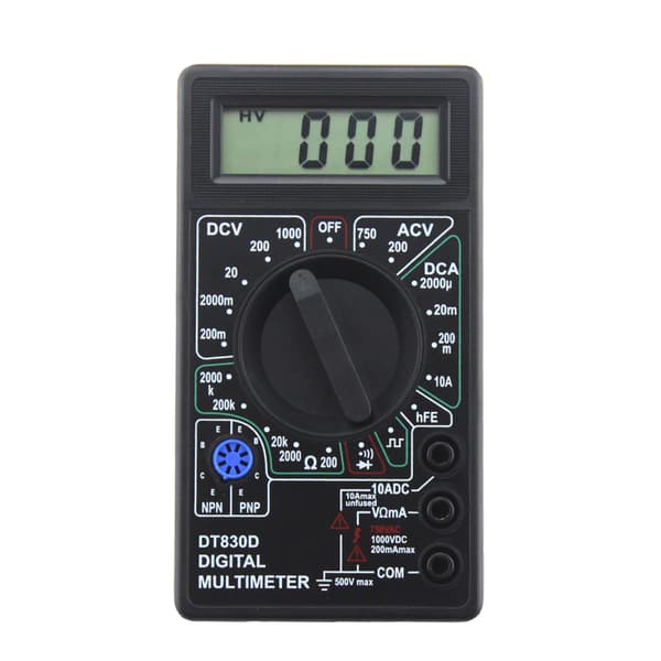 Digitalt multimeter med summer spændings-ampere meter testprobe til DC A