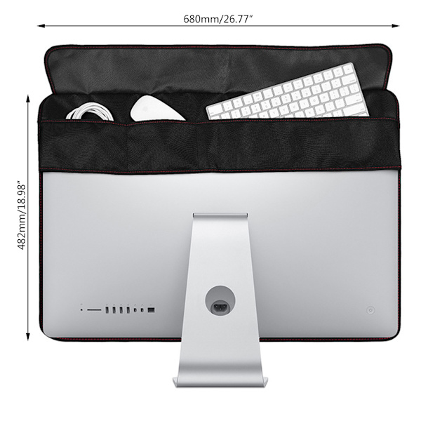 Svart Dammtätt Skydd PU Läder Skyddsfodral för Apple iMac 21/27 \"
