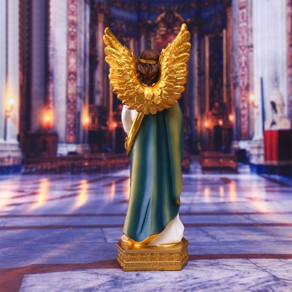 Kristen ängel håller blomma statyett harts dekorativa heliga staty konst prydnad hantverk för julfest