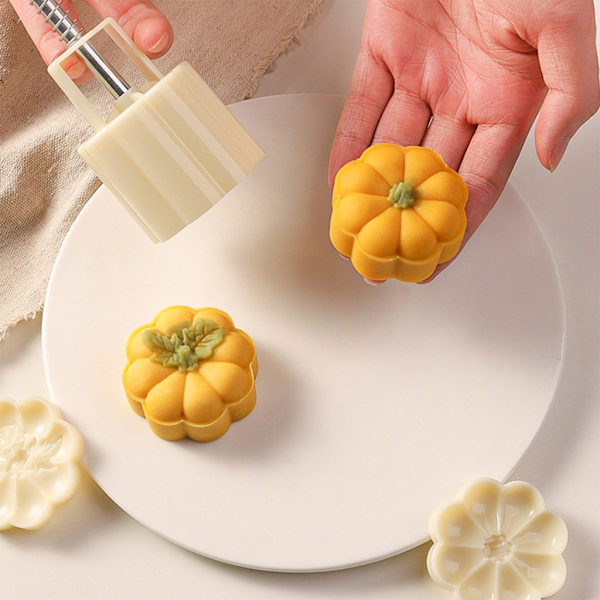Söta pumpor Form Moon Cake Form Midhöstfestivalen Mooncake Makers Cookie Stämplar Handtryck Mooncake Baking Tool