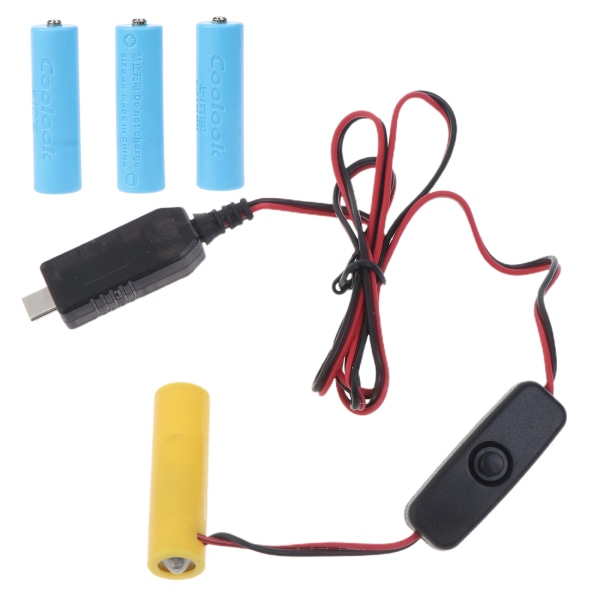 USB C till för DC-kabel för AA LR6-batteri, Typ-C- power med strömbrytare Byt ut 4st 1,5V AA-batterier för LED S
