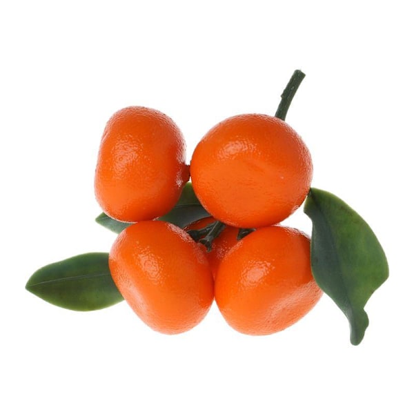 Kunstig appelsin med gren og grønne blader, simulert falsk frukt ornament for hjem soverom fest samling dekor