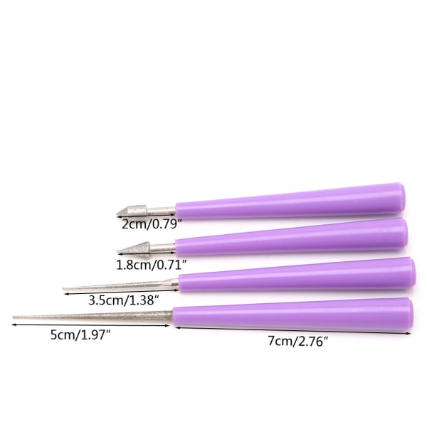 4 st/ set Diamantpärla glaspärlbrottare Praktisk burr pärlhålsförstorare set för trä DIY smycketillbehör