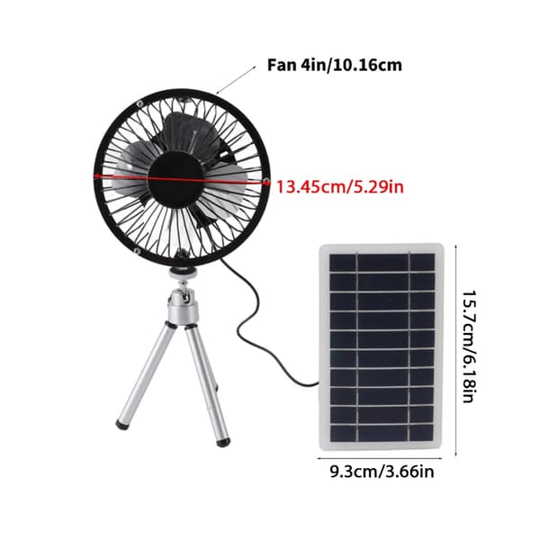 Køleventilator Monokrystallinsk Silicium Solpanel Drevet Ventilator med Stativ