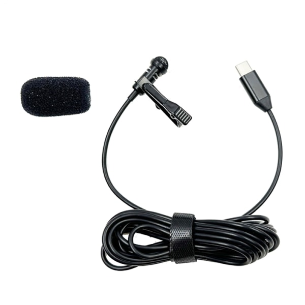 Typ C Lavalier Lapel Microphone Clip On Mic Högkänslig Lapel Mic med klart ljud för inspelning och podcasting A