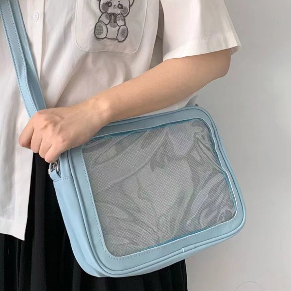 Dam Ita Messenger Bag Dam axelväska i japansk stil Flickor Söt Transparent Crossbody-väska Studentväska Purple