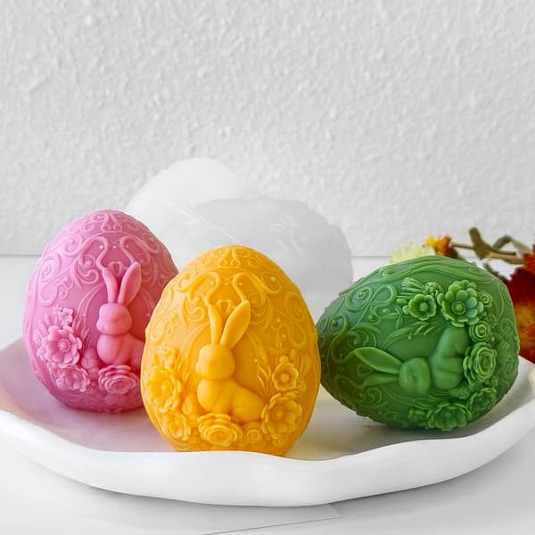 Robust Kanin Egg Silikonform For DIY Påske Duftlys Og Gaver