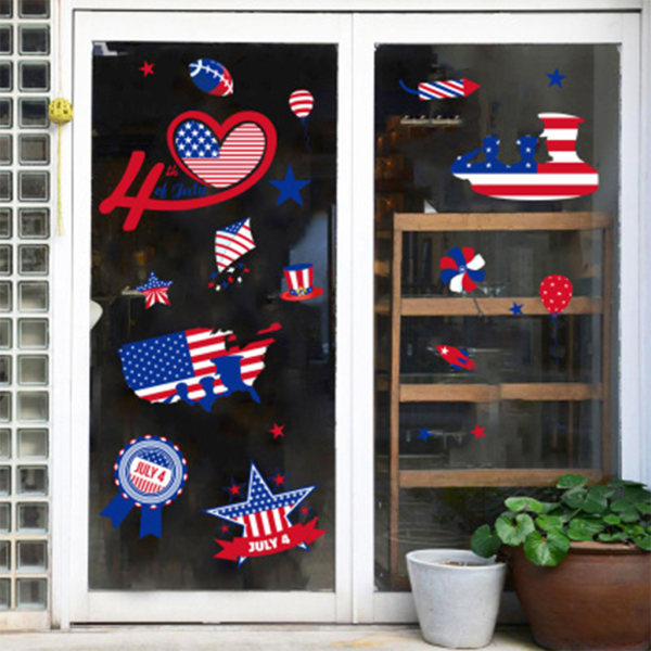 Amerikanska klistermärken Independence Day-dekaler för väggfönster för cykelbilbagage B