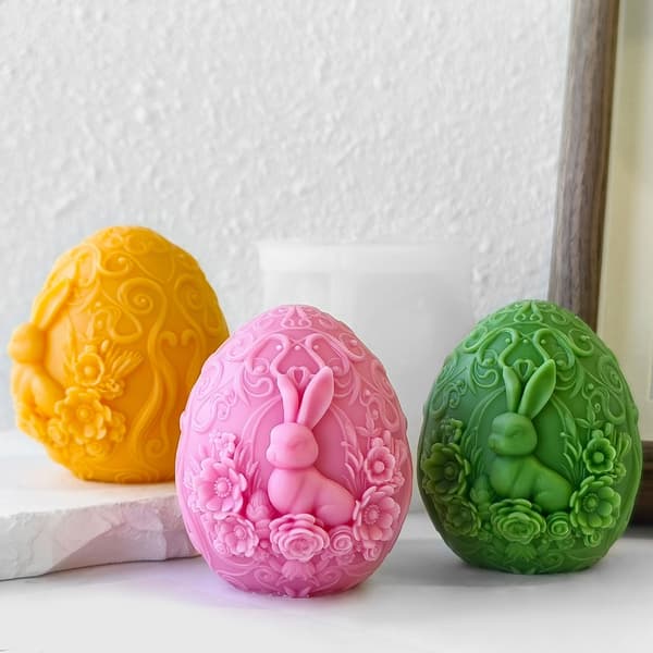 Robust Kanin Egg Silikonform For DIY Påske Duftlys Og Gaver