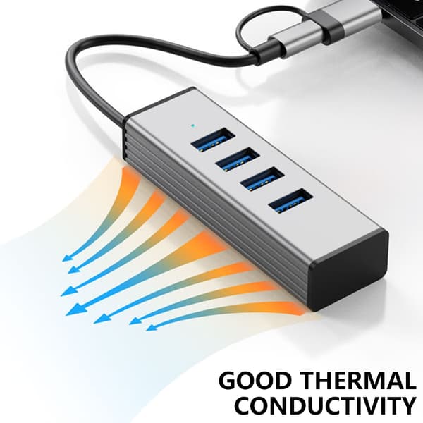 Rask USB3.0-splitter med 4 porter og adapter 10 Gbps dataoverføring