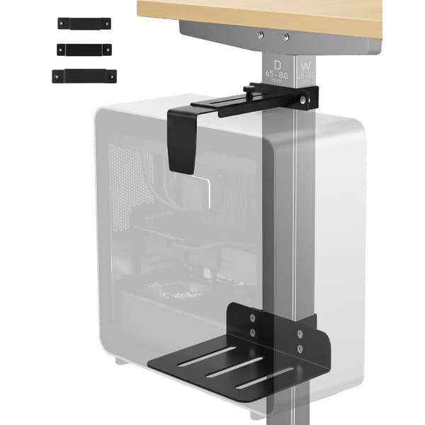 Ergonomisk PC-holder under bordet, solid stålkonstruktion, skridsikker base