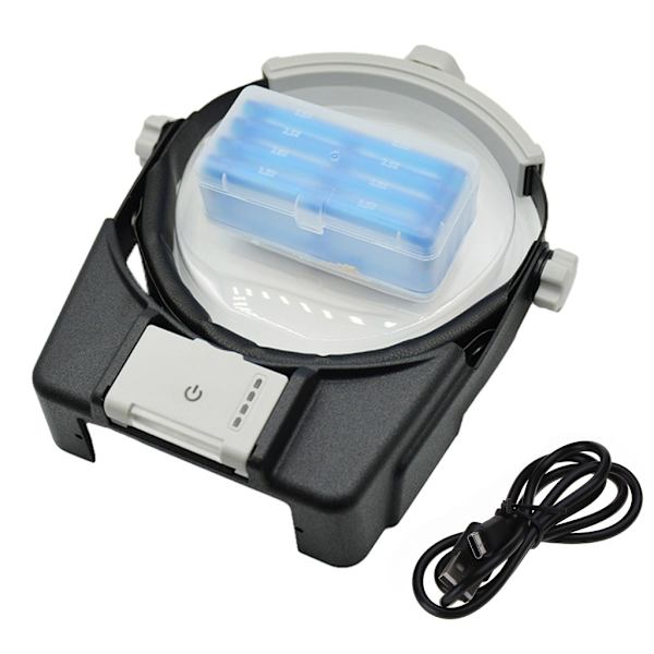 LED Hoved Lup, Håndfri Hovedbåndsforstørrelsesglas med 4 LED, Professionel Juveler Lup