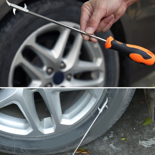 Auto Motorcykel Long Reach Stone Remover Multifunktionell däckrengöringskrok Rör med löstagbar skruvmejsel