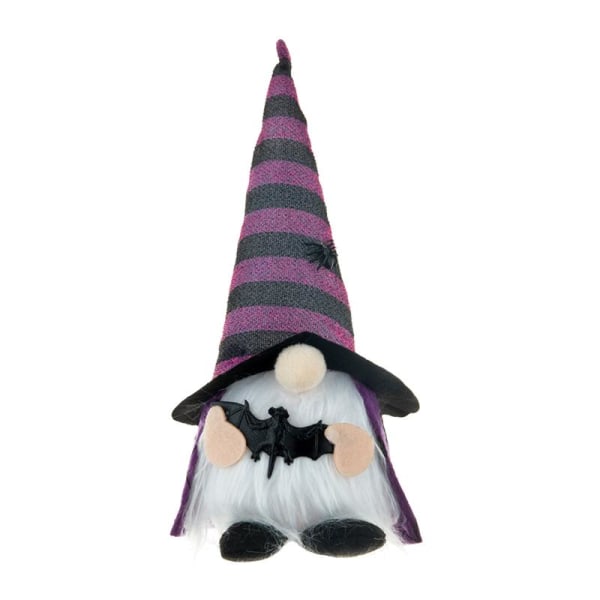 Halloween upplyst tomte med led ljus häxkappa Spindelhatt Söt tomte till docka Purple