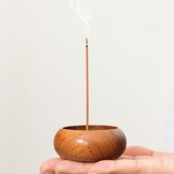 Mini trä rökelsestav brännare tallrik hållare rökelse skål rökelse bricka heminredning för meditation, yoga A