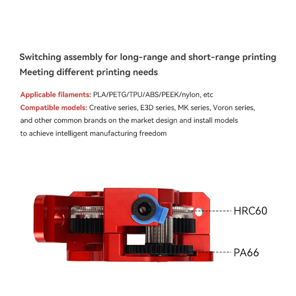 HGX-LITE-Extruder Reduktionsväxel Höghastighetsmotor Hård Stål Extruder Kit Black