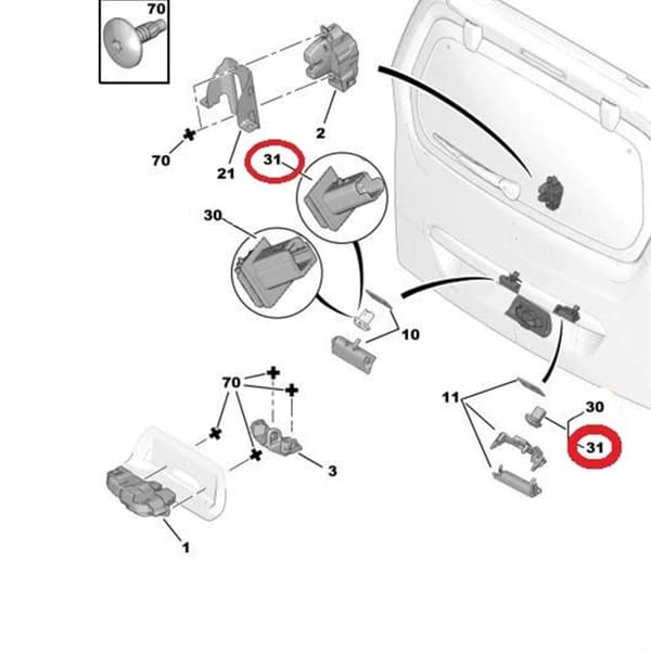 Bakluke Boot Åpningsbrytere 6554ZZ for C4 307 407 Tilbehør