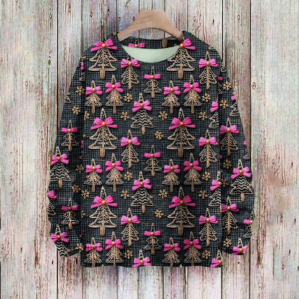 Langærmet julepullover til kvinder 3D-juleprintet pullover sweatshirt Black XL