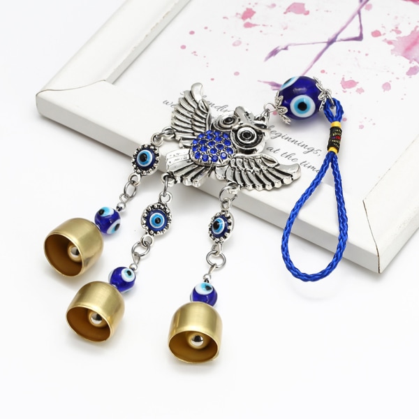 Turkiskt blått för det onda ögat med hängande prydnad för lycklig uggla, amulett, välsignelseberlock, dekoration, hängande prydnad för lycklig berlock
