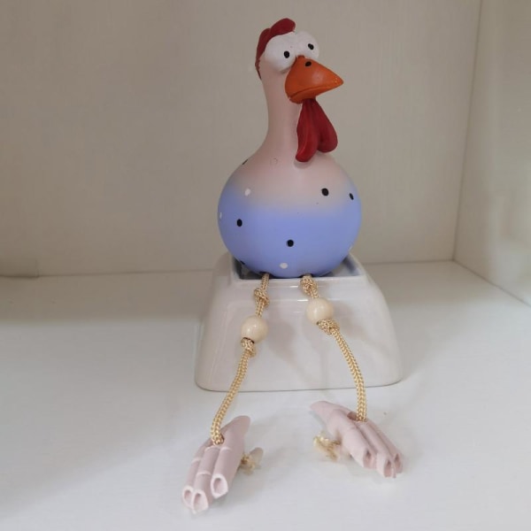 Fairy Staty Resin Big Eye Chicken hängande fötter lång fot hänge prydnad Gray blue