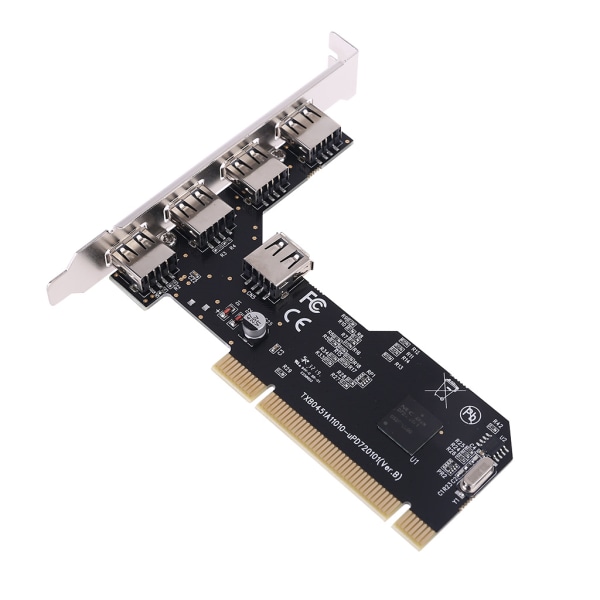 5-portars USB2.0 PCI Hub Controller Expansion Card 480Mbps Desktop Converter Driver