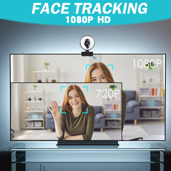 1080P 4KAutofokus Webbkamera Dator Webbkamera 3 Ljusläge Mic 360° Rotera Live Broadcast Skönhet för onlinestreamingkamera 4K
