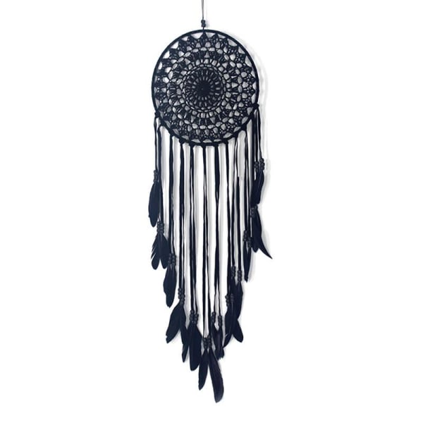 Handgjorda fjäder Wind Chime Makrame Drömfångare Ornament Vägghängande dekor null - MS6133C black