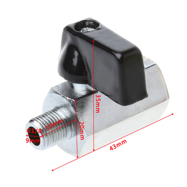 Messing Minikugleventil 1/8\" BSP Han til Hun Gevind Luftkompressorslange