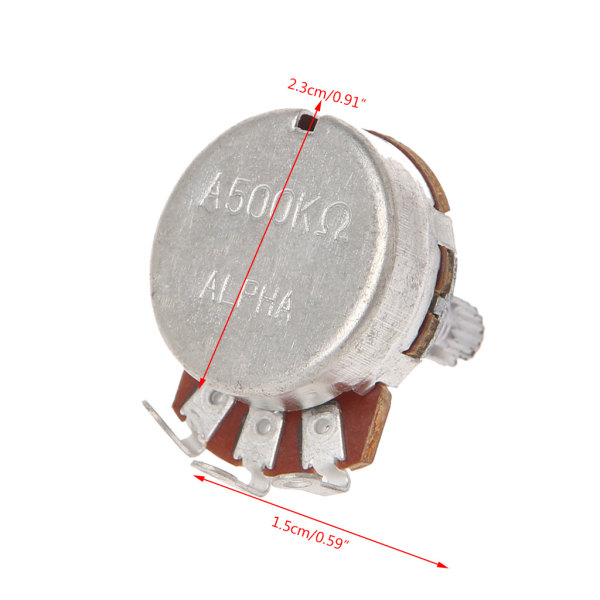 A500K Potentiometer Splined Pot Elgitarr Baseffekt Förstärkare Tonvolym Shaf