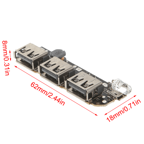 5V 2.1A 3 USB Mobil Power Bank Laddningsmodul Laddningskretskort Step Up Boost Power Supply Module Gör det själv-tillbehör