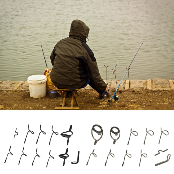 11 stycken flugspöguide set fiskespets reparationssats hård orm guide spets krok kast spö guide fiske reparation kit Gun Color