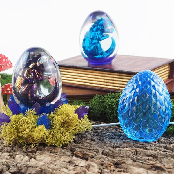 Draksäggsharts Silikonform med USB-driven träbelysningsbasstativ Scaled Dragon Egg