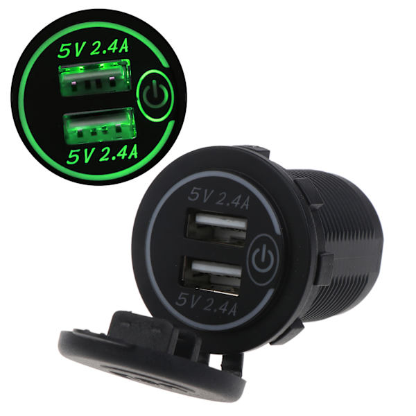 Dobbel USB Billader Med Bryter Dobbel USB Laderkontakt Vanntett for Bil Båt Motorsykkel Ladekontakter
